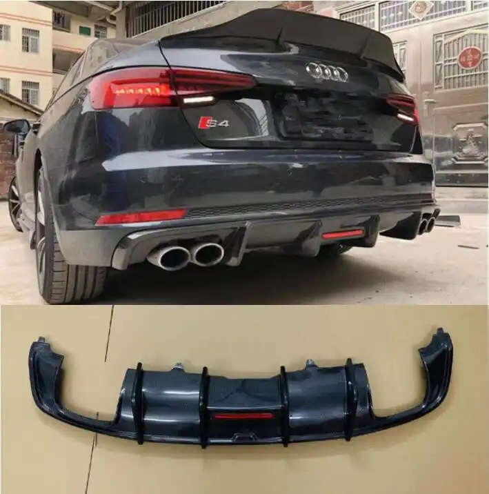 A4 B9 Rear Bumper Lip Diffuser With Exhaust Muffler Pipe for Audi A4