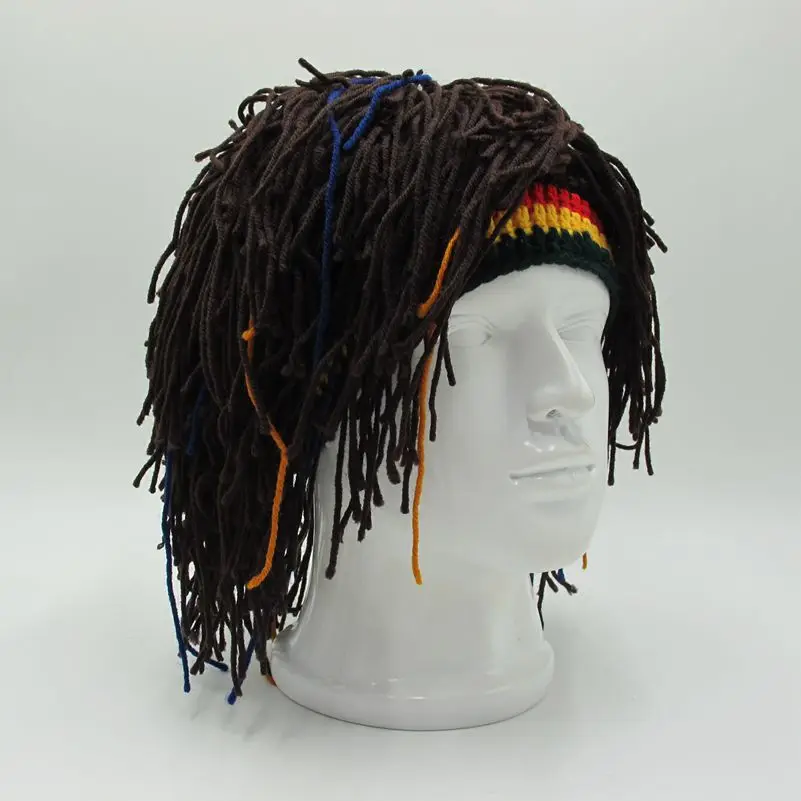 New Rasta Wig Beanie Men's Caps Handmade Crochet Winter Warm Hat Gorro Halloween Xmas Birthday Gifts Funny Party Balaclava
