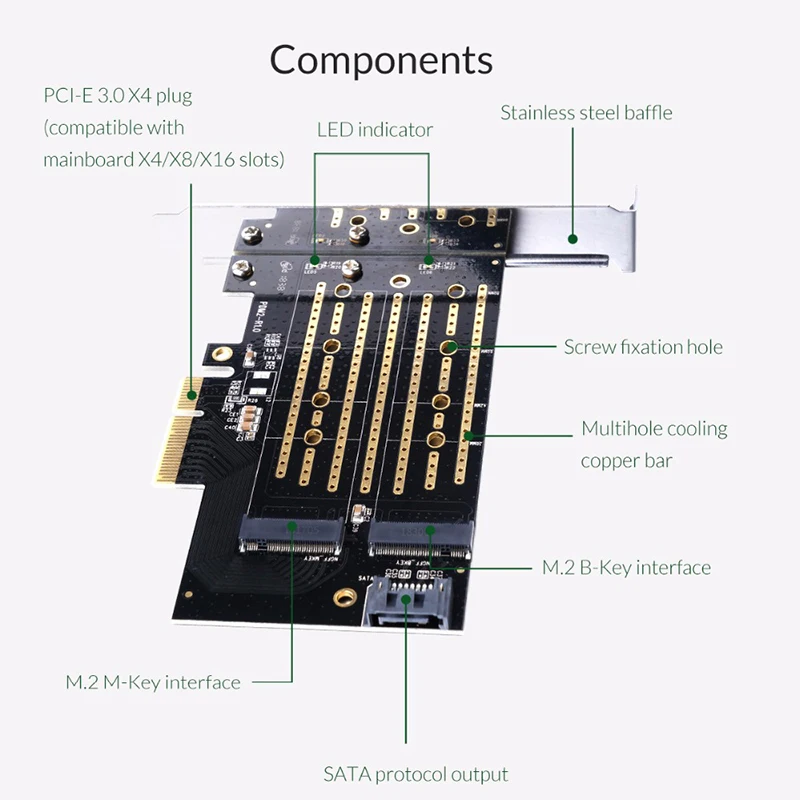 Original ORICO USB 3.0 PCI-E Expansion Card 5 Ports Hub Adapter External Controller Express Card with 4-pin Power Connector Cord