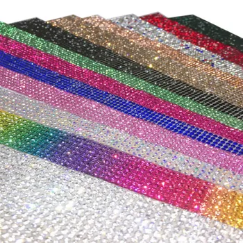 

Hotfix Glass Rhinestone Mesh Trim Ribbon Crystal Fabric Sheet Strass Applique Banding For DIY Dress Jewelry Making