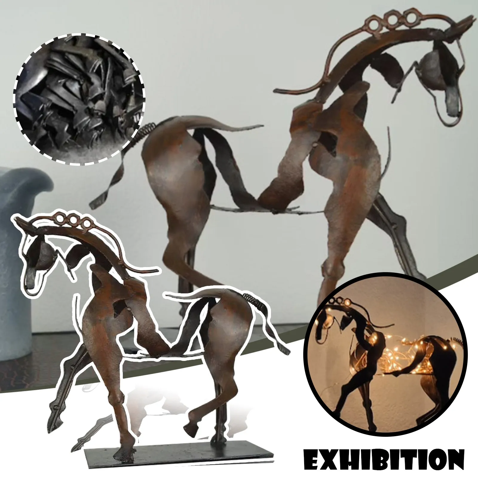 Металлическая трехмерная ажурная скульптура Adonis-horse Конская скульптура-адонис