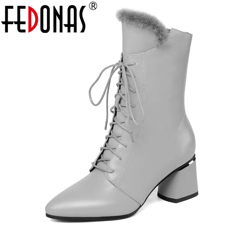 Женские ботинки-Челси FEDONAS теплые зимние ботинки из натуральной кожи на высоком