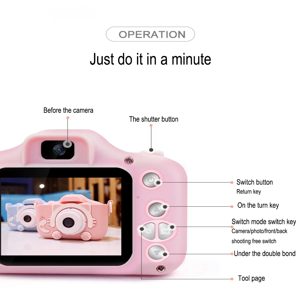 Детская мини-цифровая камера, детская камера для фото, 1080 P, проекционная видеокамера, Детская развивающая игрушка для детей, подарок на день рождения