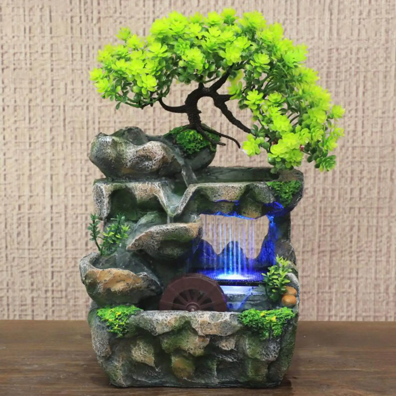 Table Waterfall Fountain Indoor Tabletop Waterfall Fountain Rockery Bonsai Zen Meditation Relaxation Cascading Water Fountains Ornament