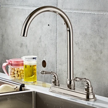 

2-Handle Kitchen Chrome Faucet Sink Mixer Tap Swivel Spout Faucet Classic Swivel Copper Single Hole Faucets taps