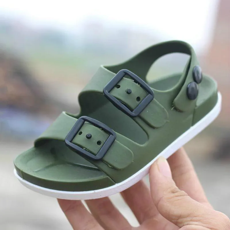 ULKNN New Summer Boys Sandals For Children Beach Shoes Kids Sports Soft Anti-slip Casual Toddler Baby PVC Leather Flat Sandals