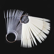 

Nail Display Sticks Practice Display Board Clear Natural Colors Nail Swatch Sticks with Ring Fan-shaped Display Polish Board