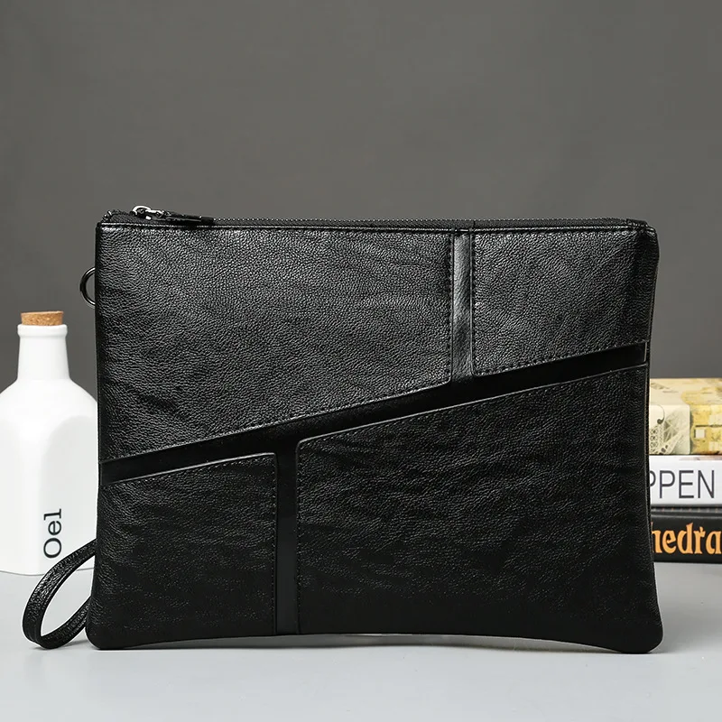 

Business bag leisure new Korean version stitching leather handbag men's envelope handbag Korean version handbag file package