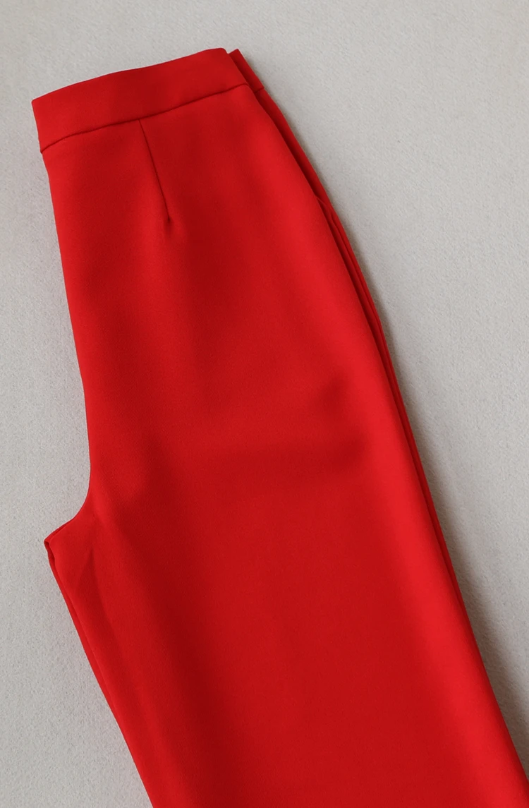 Autumn Business Uniform Women Red Pant Suits Two Piece Set Slim Double Buckle Jacket Office Work Pants Set Mujer