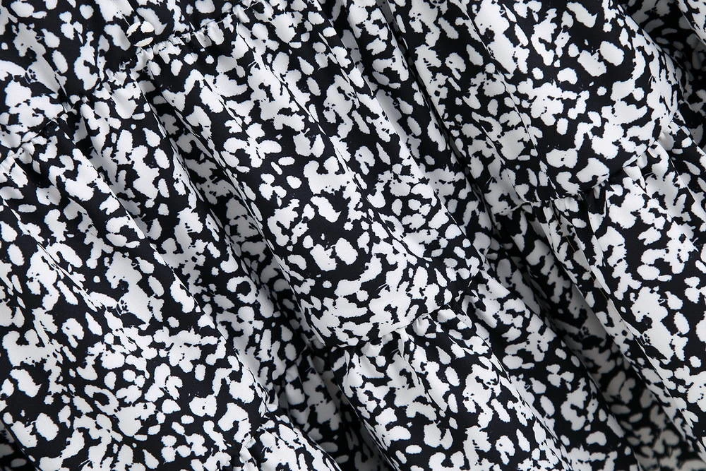 Bohemian ZA/ ; Новинка года; летнее платье с v-образным вырезом; черно-белое платье с длинными рукавами и оборками; модное тонкое платье