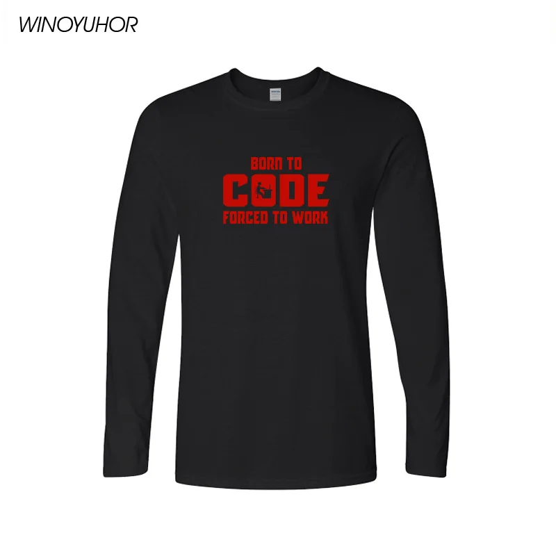Программист футболка Born ToCode вынуждены проектные работы с графическим принтом Футболка забавный подарок на день рождения для бойфренд муж - Цвет: black