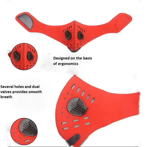 Workout Face Mask Cycling Dust Windproof Activated Carbon Mouth Muffle with Valve Filter Both for Women& Men