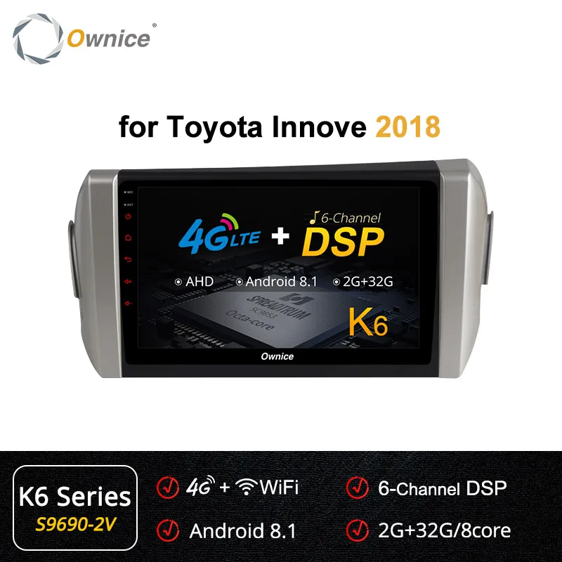 S9690-2 K6 Ownice Android 9,0 8 ядерный " 2 DIN k3 k5 k6 для Toyota Innova 360 Panorama DSP 4G LTE SPDIF автомобильный стерео gps плеер - Цвет: S9690-2 K6
