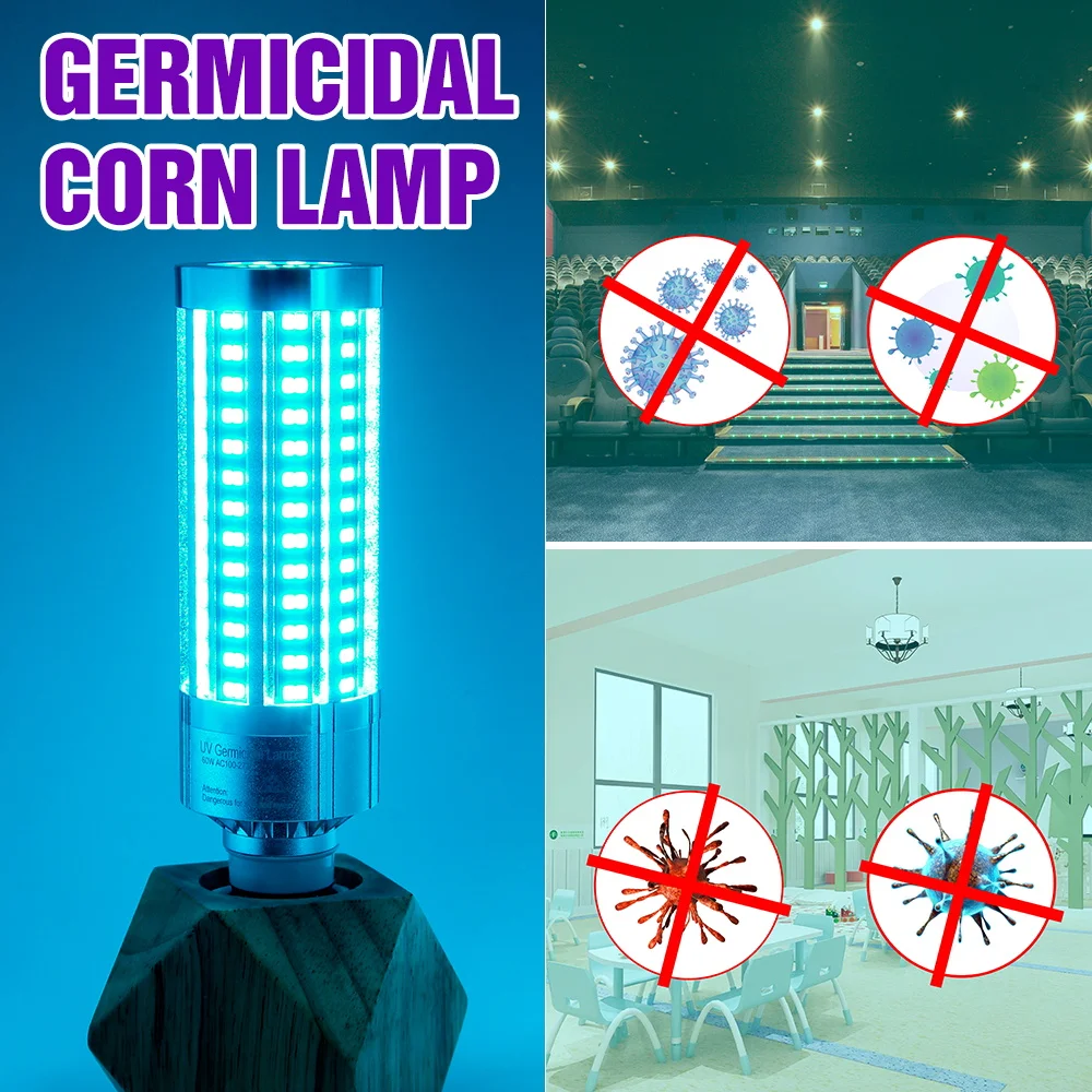 

UVC Germicidal Lampe Desinfection UV LED 60W Ultraviolet LED E27 Corn Bulb 110V Bactericidal Light 220V LED Sterilizer Light