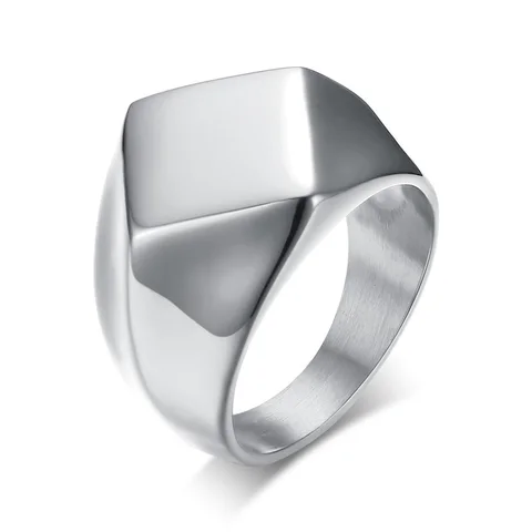 Flat-Top Signet Ring for Men Jewelry, Stainless Steel Vintage Oxidation Gray Male Jewellery Jewels