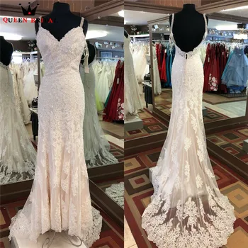 

2020 New Fashion Wedding Dresses Mermaid Tulle Lace Beading Crystal Sexy Elegant Wedding Gowns Customize EY19