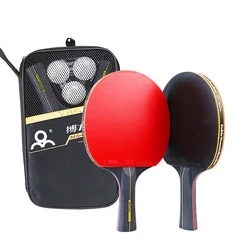 1 Set Ping Pong Racket Short Long Handle Blade 7 Layers Pimples in Table Tennis Pure Wood Training Paddle for Students Beginner