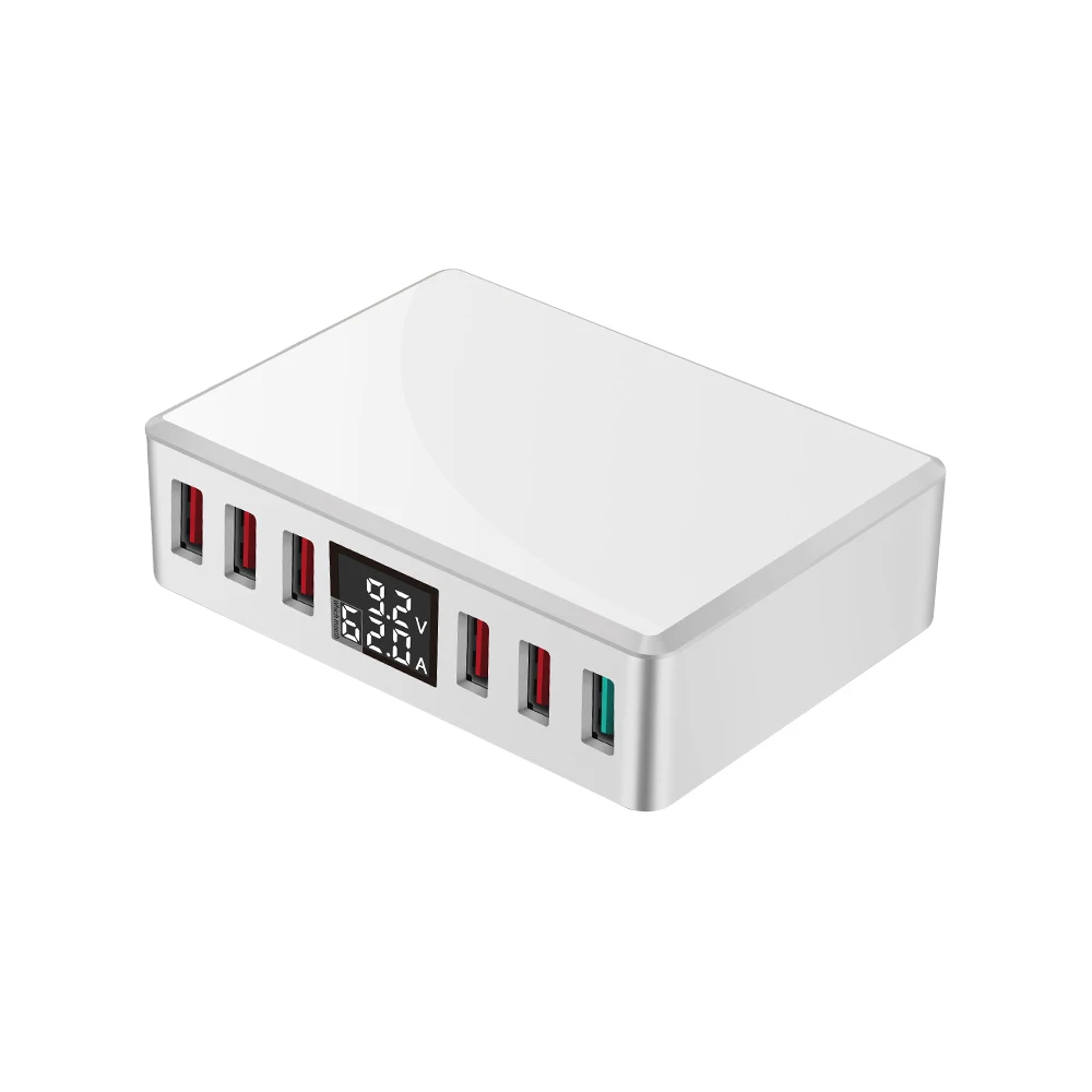 WLX-T9+ интеллигентая(ый) мульти-Порты и разъёмы для быстрой зарядки с usb-портом, Зарядное устройство адаптивной ЖК-дисплей Дисплей шесть Порты Портативный быстрое зарядное устройство QC 3,0 100-240V штепсельная вилка европейского стандарта