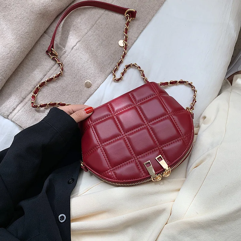 

2019 Autumn New Style WOMEN'S Bag Fresh Ladies' Shell Bag Solid Color Rhombus Car Suture Shoulder WOMEN'S Bag Bag