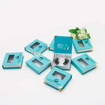 

Square Blue Mink Eyelashes Cases With Tray Strip 25mm Mink Lash Packaging Box Custom Lashbox Package Without Lash Private Label