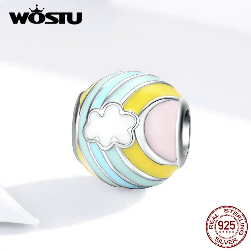 WOSTU, Новое поступление, 925 пробы, серебряный, солнечный, Радужный бисер, Круглый Шарм, подходит для оригинального браслета, кулон, хорошее ювелирное изделие, подарок, DAC111