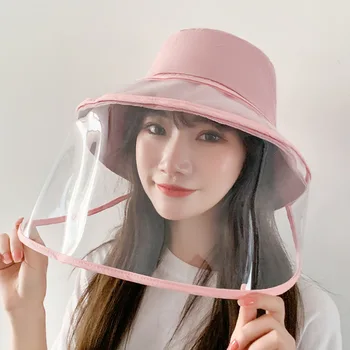 

2020 Fashion Fisherman Hat with Face Shield For Women Removable Clear Full Face Shield Anti Saliva Outdoor Sun Hat Bucket Hats