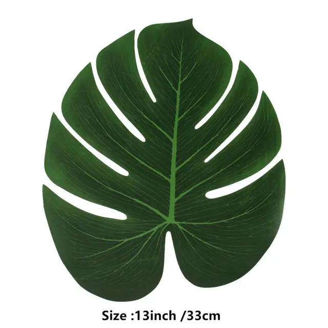12pcs Artificial Tropical Palm Leaves Hawaiian Party Fake Silk Leaf Luau Party Summer Theme Party Decorations Home Table Decor 12pcs L Leaves