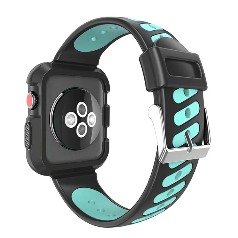 Спортивные силиконовые часы ремешок петля для Apple Watch 4 3 2 1 42 мм 38 мм, VIOTOO красный черный резиновый ремешок для часов Ремешок с чехлом
