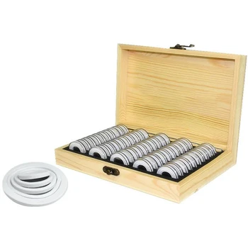 

50 Coin Storage Boxes Round Coin Storage Wooden Box Commemorative Coin Collection Box