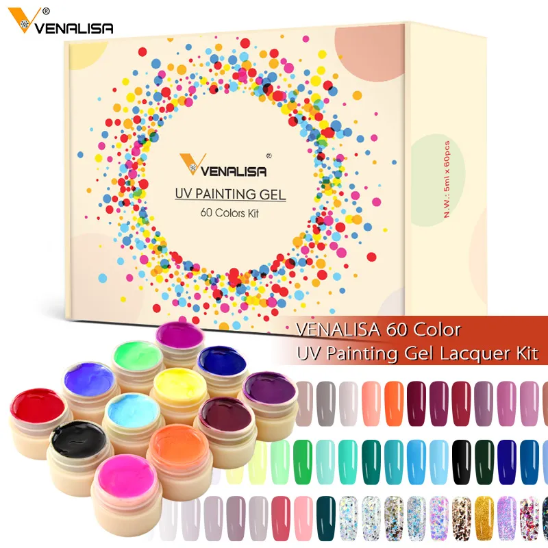 

60pcs/kit Venalisa Painting Gel 5ml Pot Full Coverage New Arrival Mud Gel Creamy Gel Solid Color Soak off UV LED Nail Gel Kit