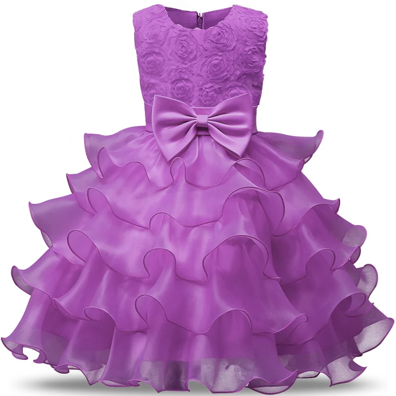 Платья с цветочным узором для девочек на свадьбу; праздничное платье пачка для маленьких девочек; Пышное детское платье; Детская летняя одежда; платье для девочки 10 лет - Цвет: Purple6