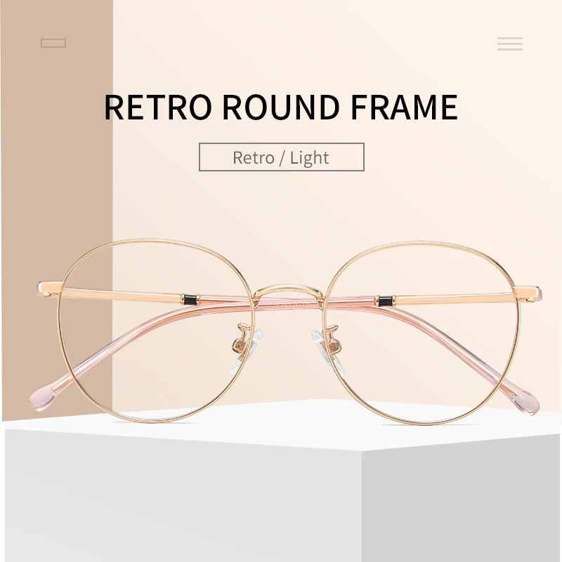 

GANGSHA Women Fashion Trending Round Anti Blue Ray GoggleGlasses Frame Ladies Eyewear Prescription Optical Eyeglasses 90260