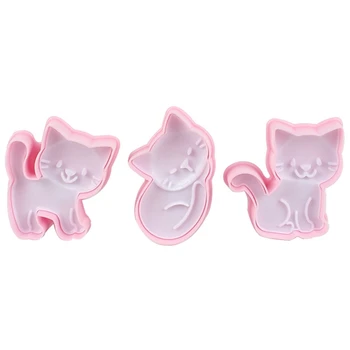 

3PCS Cat Kitten Cookie Molds Fondant Cutter Biscuit Cutter Cake Pastry Mold Cake Decoration Kitchen DIY Baking Supplies