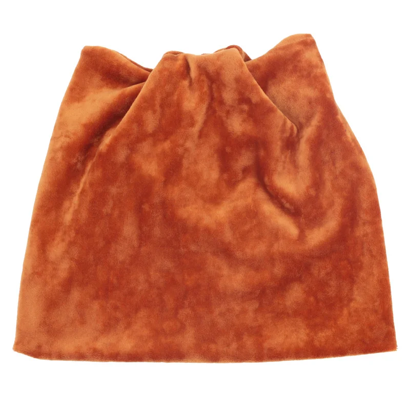 Yellow Осенне-зимние теплые вязаные шапки Skullies Beanies из полиэстера, Повседневная бархатная шапка Skullies для детей, однотонная цветная Шапка-бини для девочек - Цвет: Yellow