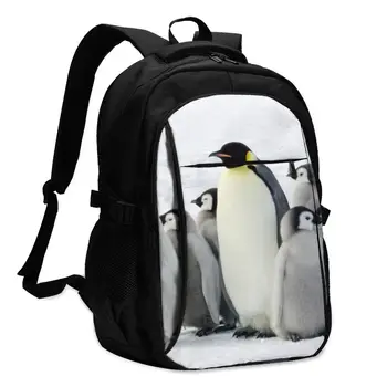 

Bags School Bags For Boy Girl TeenagerAntarctic Emperor Penguin With Children USB Charge Computer Laptop Back Pack