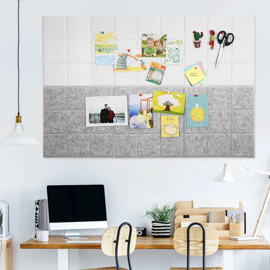 

6pcs Nordic Wall Sticker Felt Message Note Board Office File Plan Schedule Bulletin Photo Display Board Home Wall Decoration