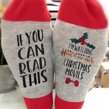 

New Custom Wine Socks If You Can Read This Christmas Watching Movies Autumn Spring Winter Halloween Christmas Sock New Year Gift