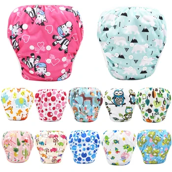 

Baby Swim Diapers Waterproof Adjustable Cloth Diapers Pool Pant Swimming Diaper Cover Reusable Washable Cartoon Printed Nappies