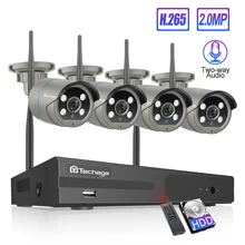 Techage 4CH 1080P Беспроводной Камера NVR Системы 2MP Wi-Fi 4 Массив светодиодный 2-полосная Аудио Звук Видео наружного видеонаблюдения CCTV набор