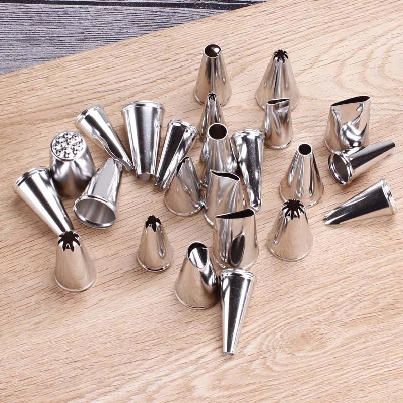 24 Head Box to Install 304 Stainless Steel Decorating Nozzle Bakery Cake Tools Decorating Head Puff Cookie Decorating Tsui