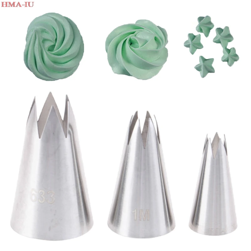 3pcs/set Russian Tips Pastry Large Size Cream Steel Stainless Nozzle Icing Piping Set Decorating Cupcake Cakes Baking Tool | Дом и сад