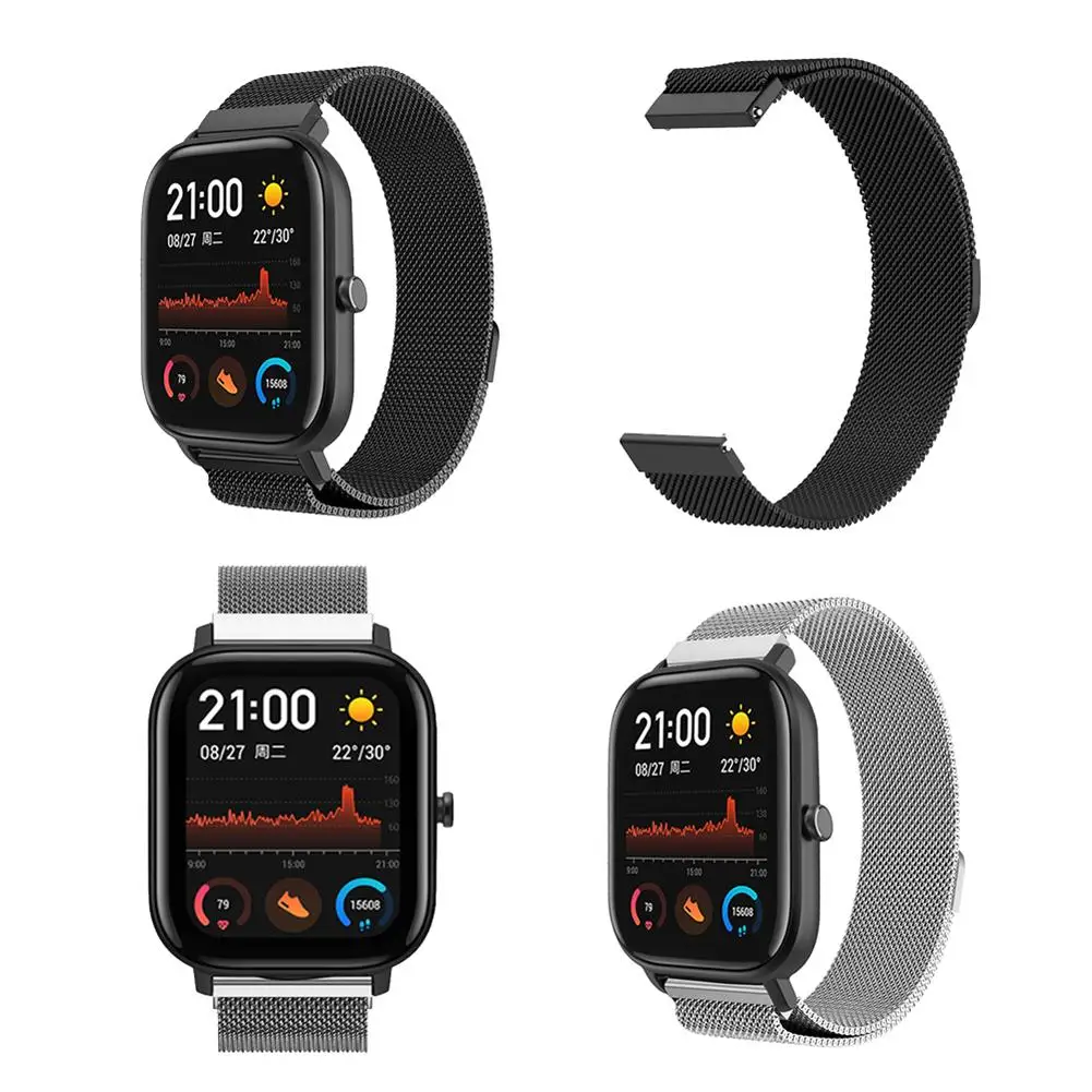 Металлический ремешок из нержавеющей стали для Amazfit GTS 20 мм Милан Магнитный сменный ремешок Стильный Смарт-браслет аксессуары