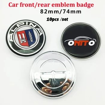 

10pcs 82mm 74mm Chrome Base Car Front Hood Emblem Bonnet Badge Trunk Boot Cap Carbon Fiber Aluminum decals stickers for bmw