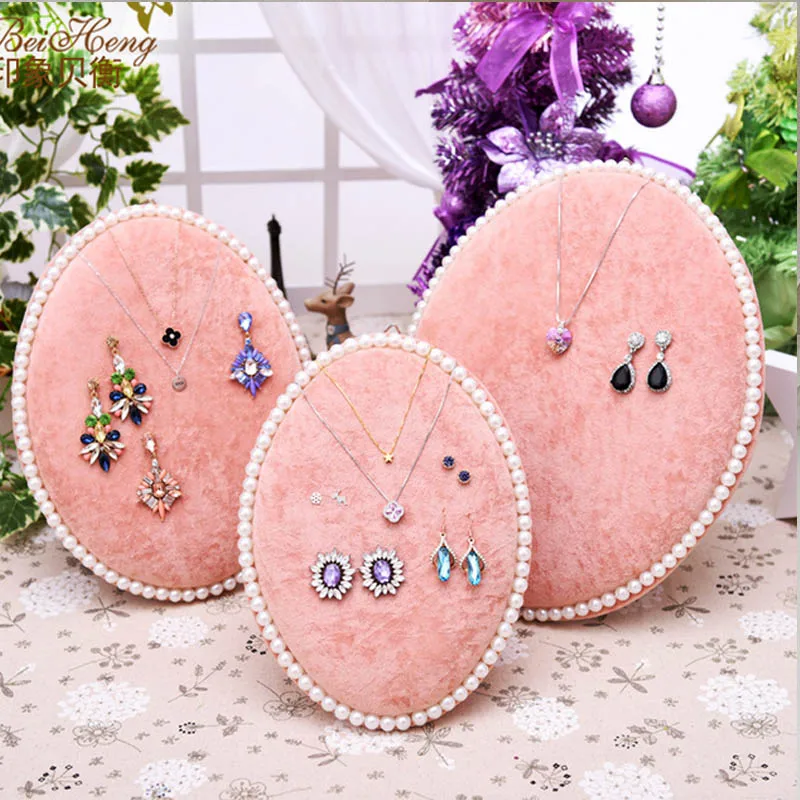 Hot Sale  Pearl Jewelry Display Organizer Ice Velvet For Pendant Necklaces Earrings Bust Display Stand Jewelry Counter Showcase