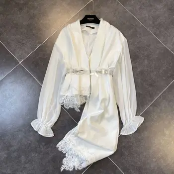 

Europe Fashion Women Jackets Solid Color Wild Cotton Casual Ladies Jackets 2020 Spring V-neck Irregular Long Sleeve New Tops