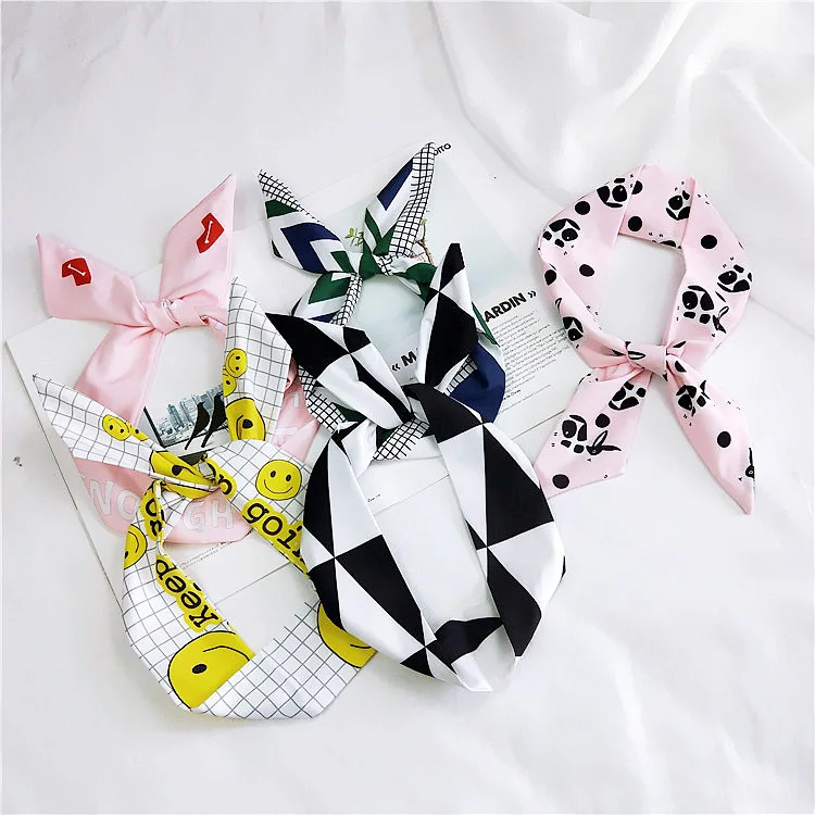 Новинка Харадзюку полоски принт цветок кроличьи уши лента головной убор для