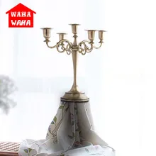 Бронзовый 5-руки металлическая стойка подсвечники дома Свадьба Декор подставка Mariage канделябры венчания для стола