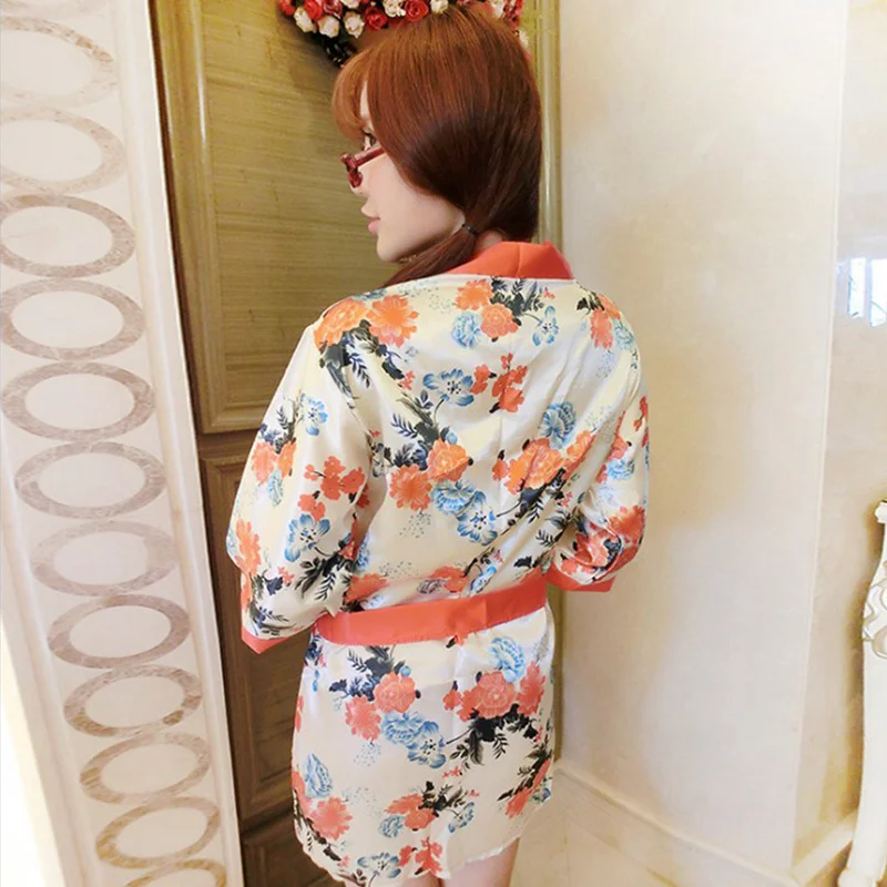 Халат с принтом Осеннее сексуальное нижнее белье халаты комплектом бикини