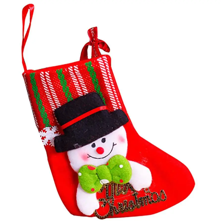 Christmas Stockings Gift Bag Santa Claus Snowman Elk Xmas Decoration Ornament Sock Decors 10.21