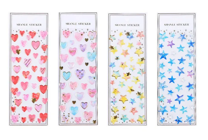 2  Mobile Phone Shell Stickers Shiny Gold Crystal Epoxy Sticker Starry Love Star Stickers Acrylic Rhinestone Diy Jewelry Sticker